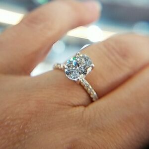 14k Solid Yellow Gold 2ct Oval Engagement Ring 5